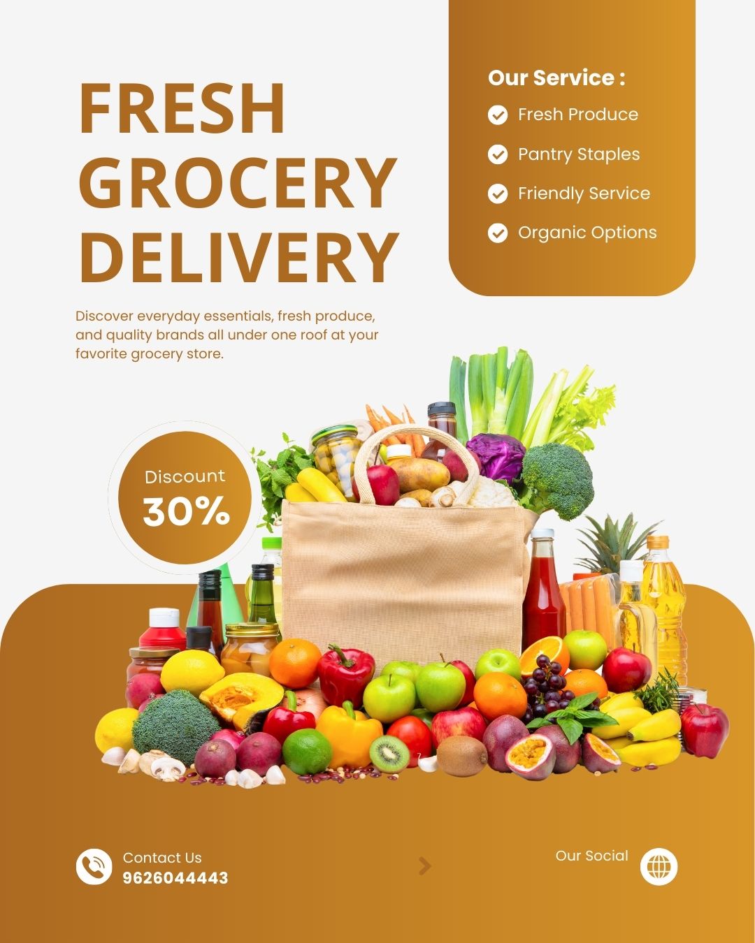 Gold and White Modern Grocery Store Promotion Instagram Post